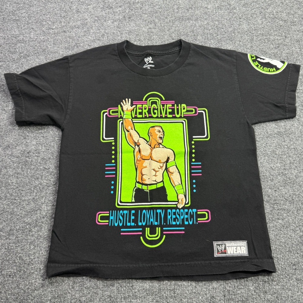 John Cena WWE Authentic Wear T Shirt Mens XL Black Hustle Loyalty Respect
